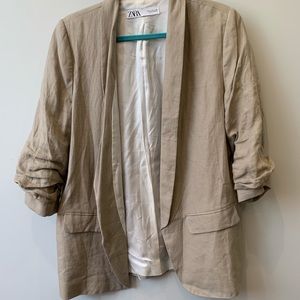 Zara blazer with rushed sleeves